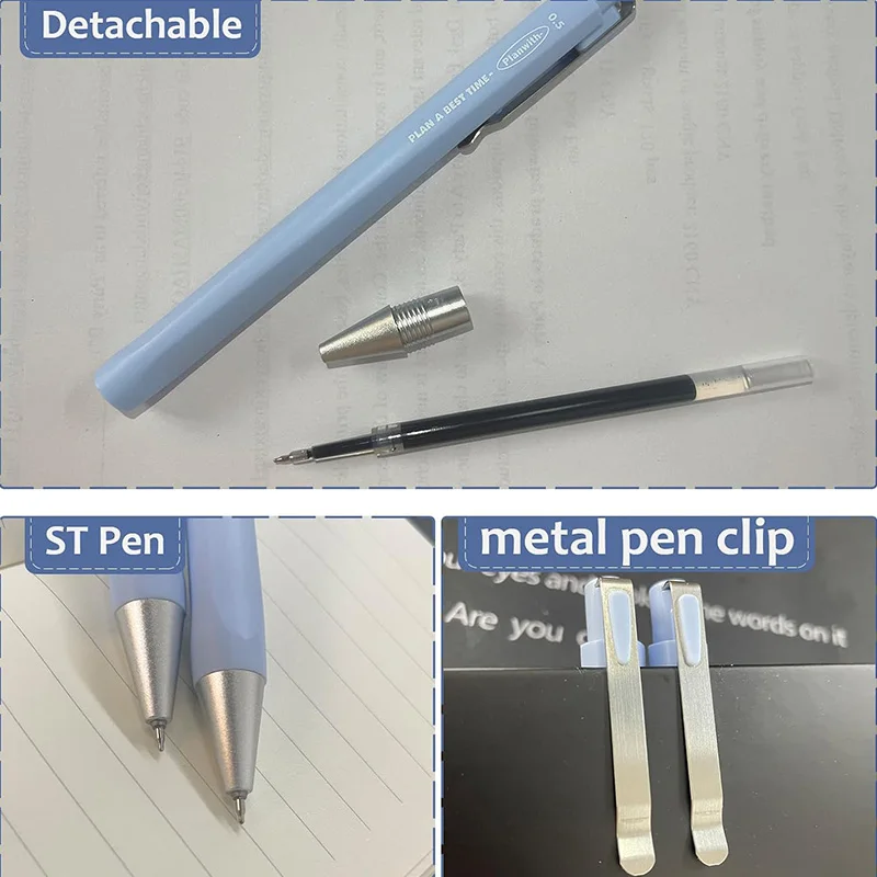 Planwith 2pcs Metallic Gel Pens, 0.5mm Fine Point Black Ink For Journaling Coloring, Low Gravity Heavy Feeling Diary Writing Set