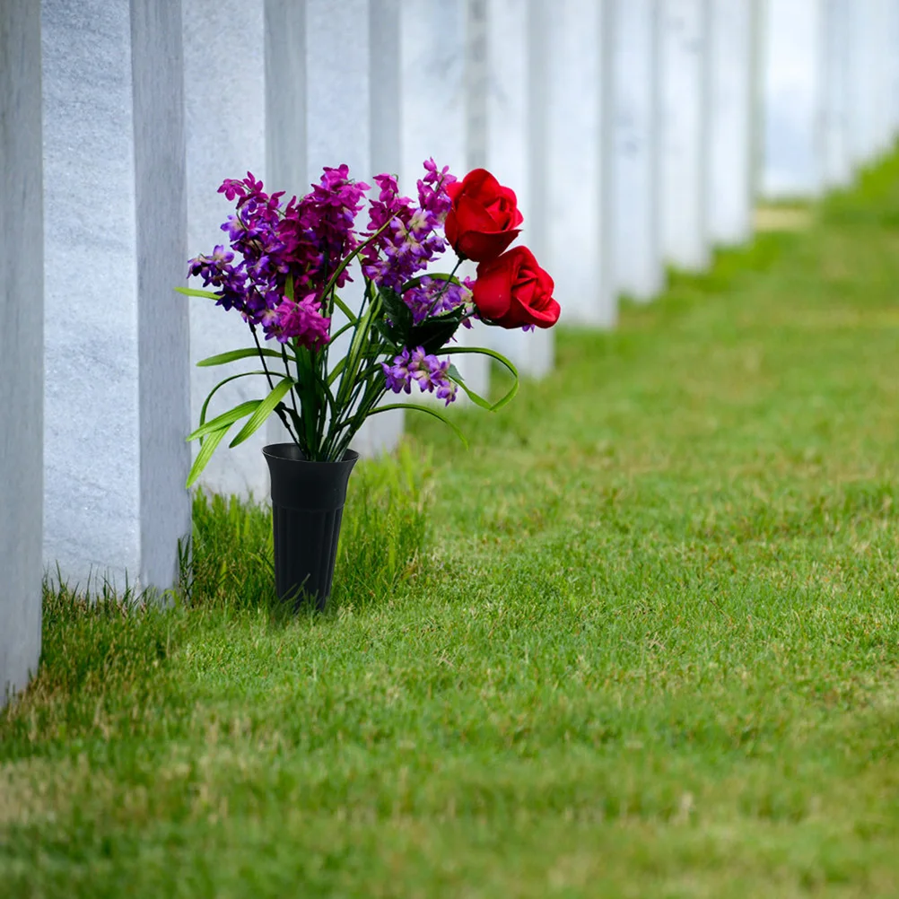 

2 pcs Plastic Flower Pot Hat Durable Sturdy Cemetery Grave Cone Vase Flower Arrangement Container Simulation Garden Supplies