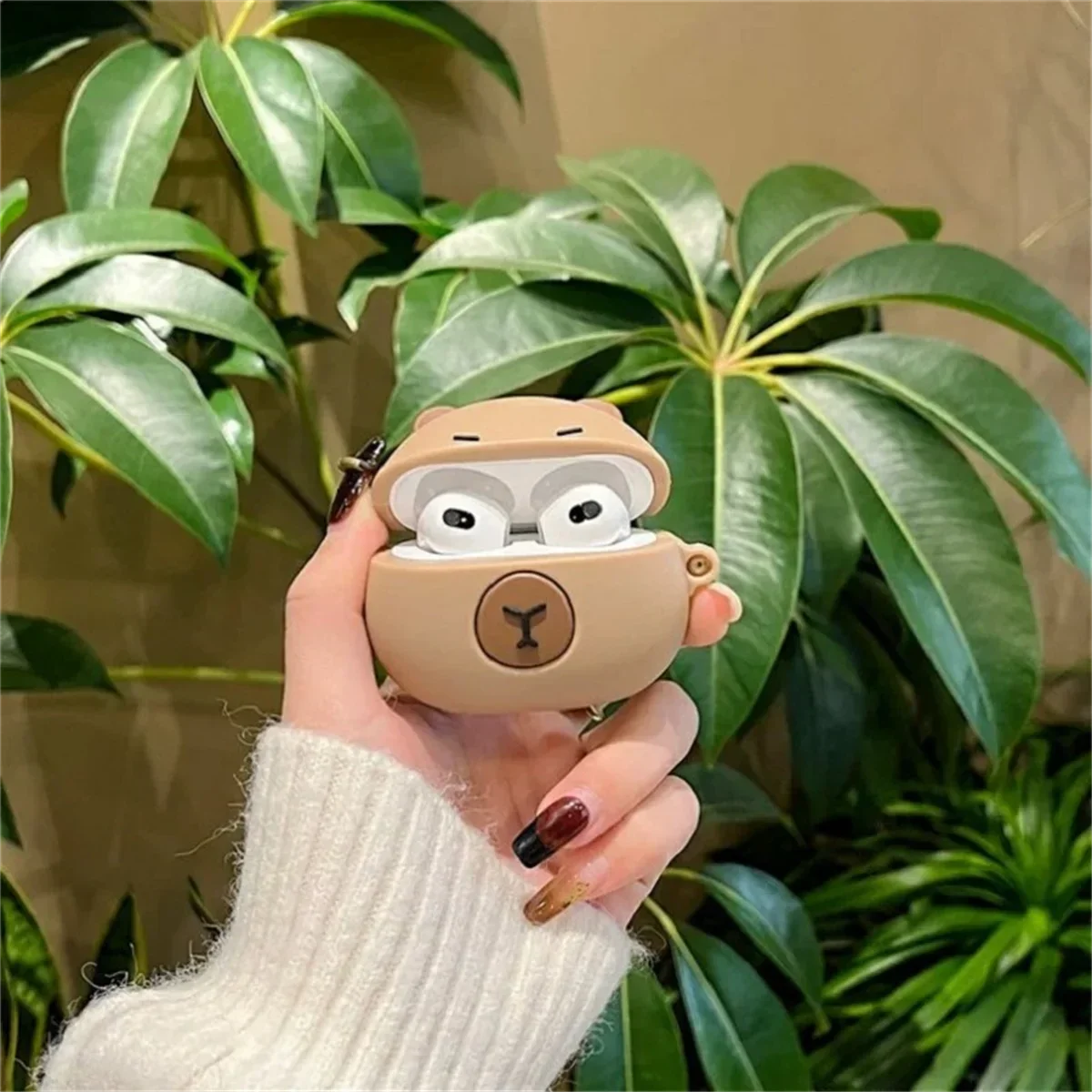 

Funny Animal Design AirPods 4 Protective Case with Hook Cute Durable Cover for 2024 4th Generation Charging Case