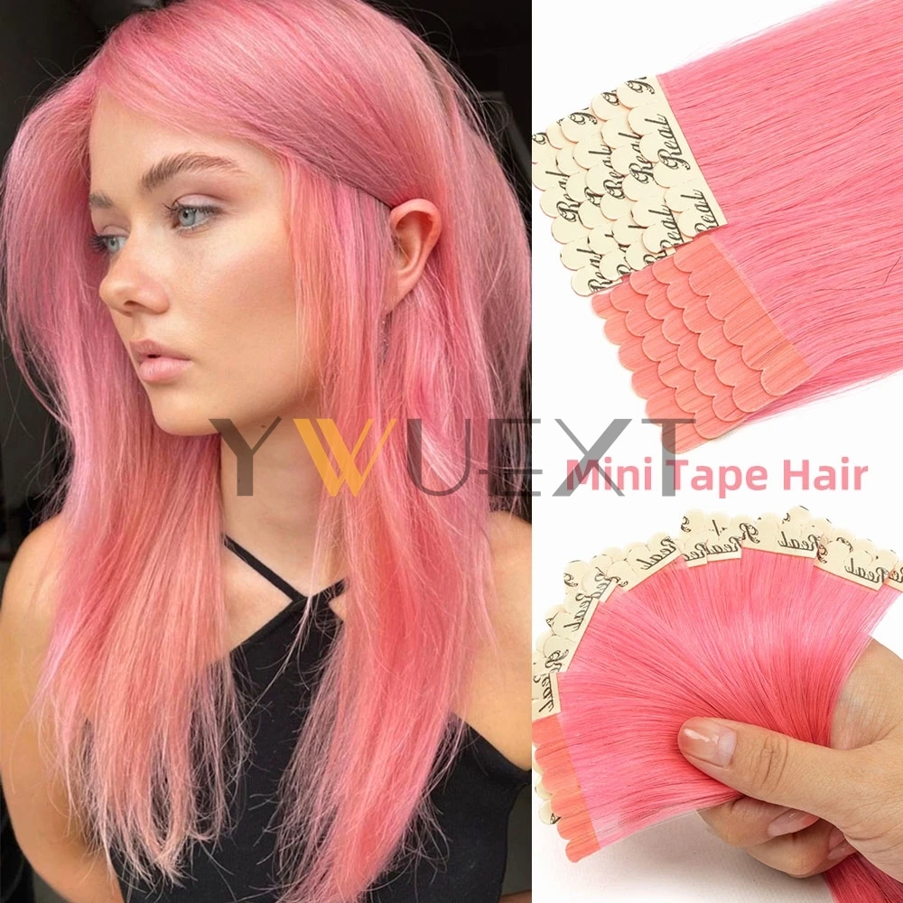 

Highlight Red Human Hair Tape In Extensions 12"- 24“ Natural Straight Machine Remy Tape In Hair On Glue Adhesive 10pcs/pack