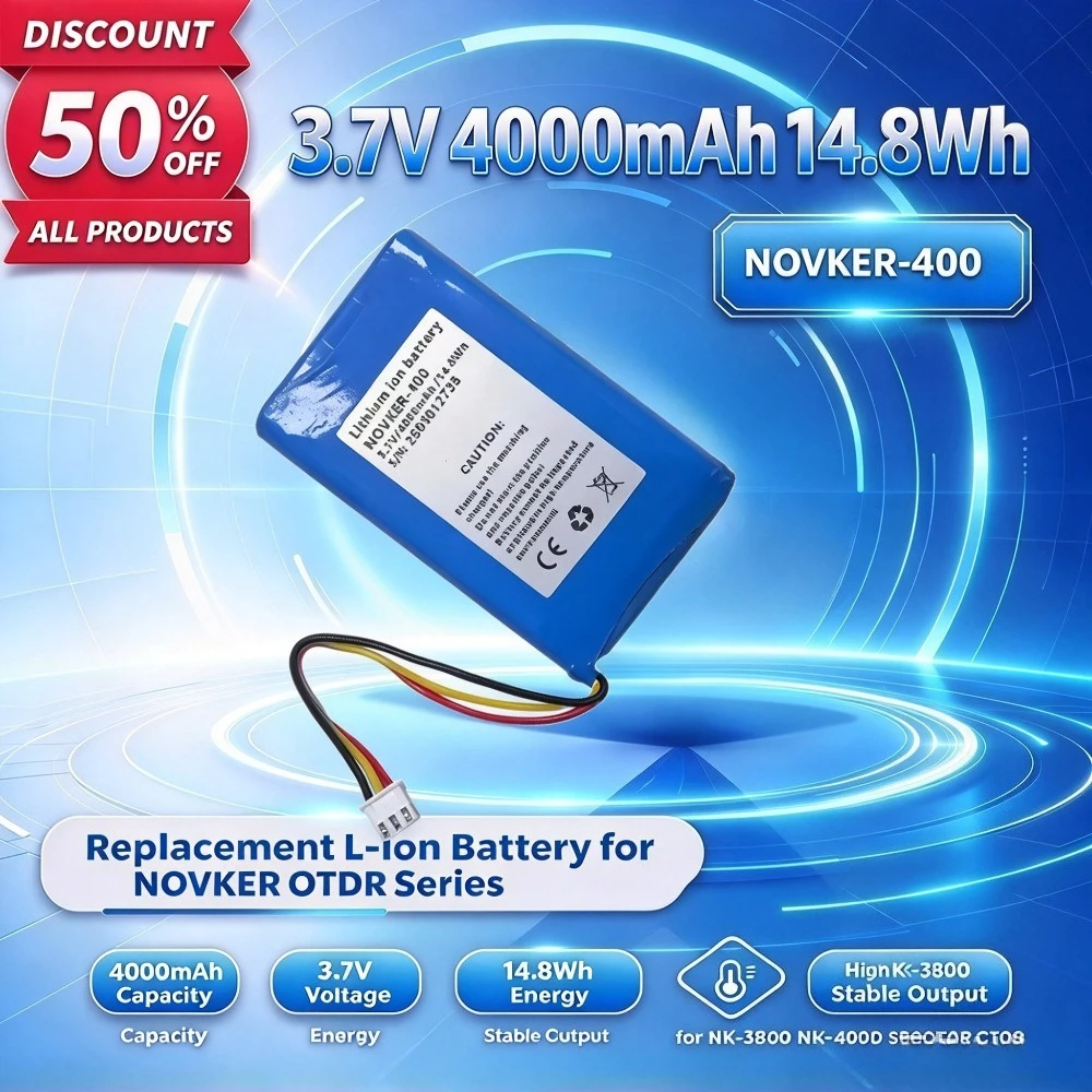 3.7V 4000mAh 14.8Wh Li-ion Replacement Battery NOVKER-400 for NK-3800 NK-4000 3000 OTDR NK3200 Optical Time Domain Reflectometer