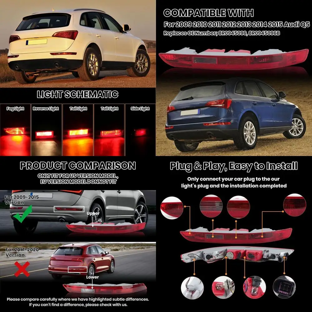 

Audi Q5 2009-2015 Лампа заднего правого бампера с отражателем, замена для 8R0945096