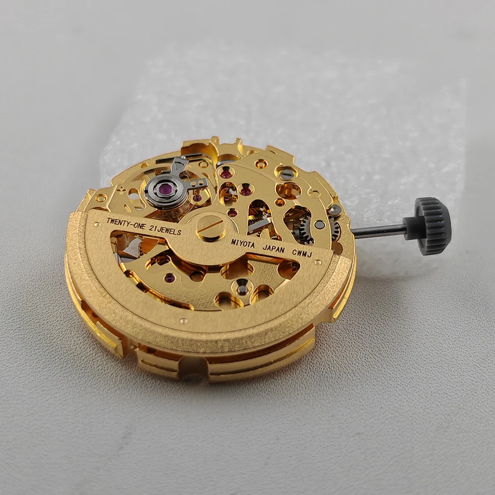 Golden 8N24 Automatic Mechanical Movement Japan Original 8N24 Gilt Version 21 Jewels High Accuracy Skeleton Movement