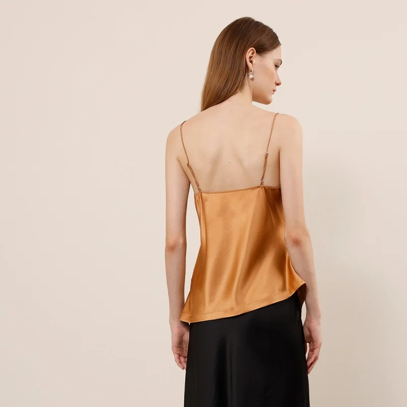Birdtree, OEKO-TEX, 100% Real Silk Tank Top, Solid Basics Sling Vest, Women's V-neck Thin Camisole, 2026 Summer New T64646JF