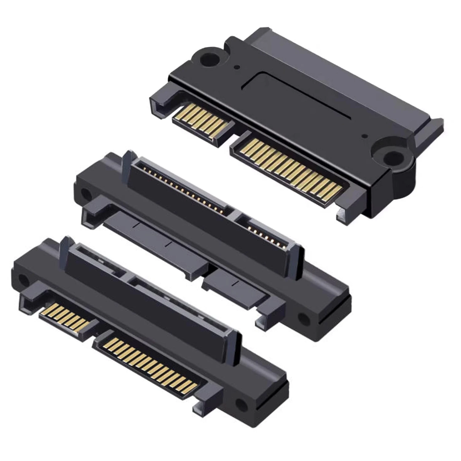 

2PCS UP Down SATA Male to Female Adapter Converter 22Pin Sata With 7pin+15pin FeMale to Male SATA Power Data Cable