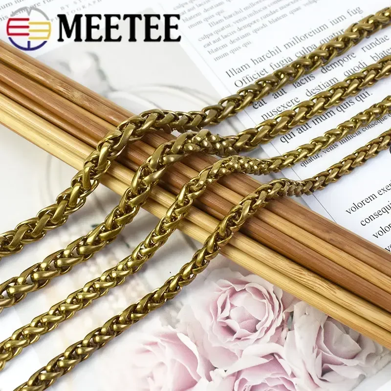 50/100cm Metal Copper Chains 4/6/8/10mm Solid Brass Keychain Hook Buckle Bags Strap Belt Pendant Chain Material DIY LeaherCrafts