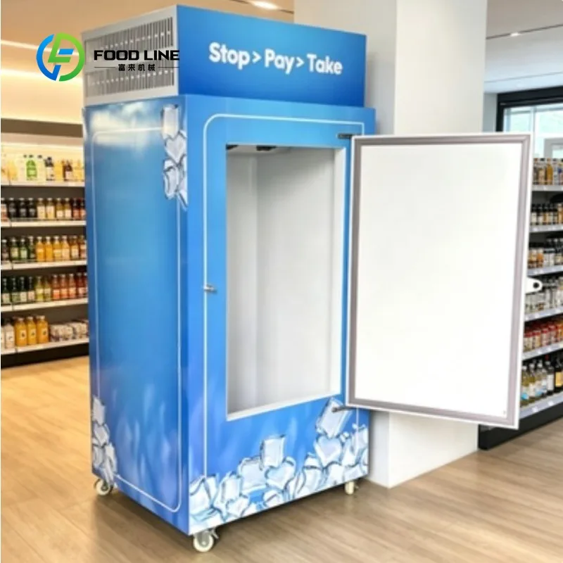 Upright Ice Storage Cabinet Commercial Ice Merchandiser Freezer for Bagged Ice Display 30cuft 80 Bags Capacity Customized