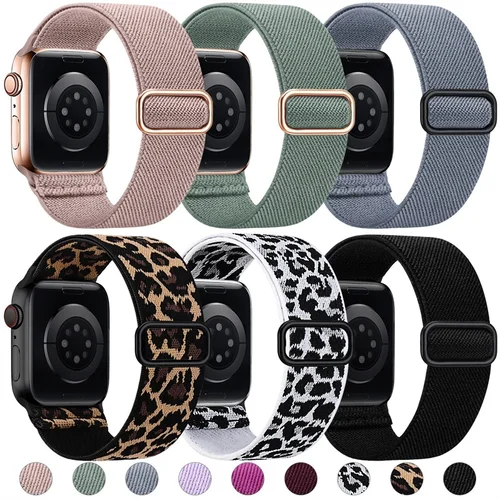 Correa de nailon para Apple Watch Band Ultra2-1 49mm 41mm 45 mm 38/42 pulsera elástica bohemia iWatch Series 9 8 7 6 5 4 3 Se 40/44mm