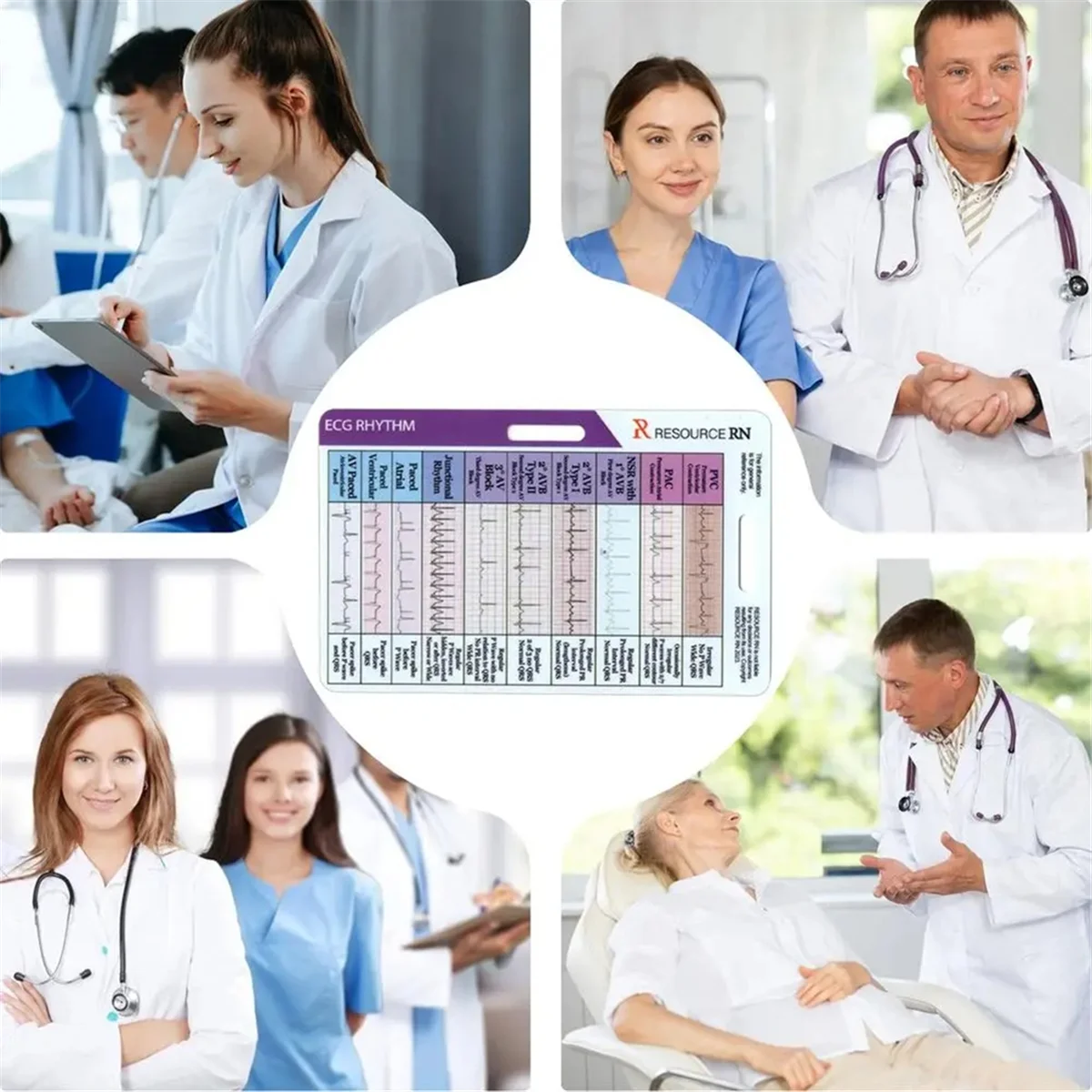 A002 ECG/EKG Rhythm Pocket Card Acrylic 7 Step Ruler Ruler Card Portable Ecg Ekg Reference Guide Rhythms Calipers Pocket Card