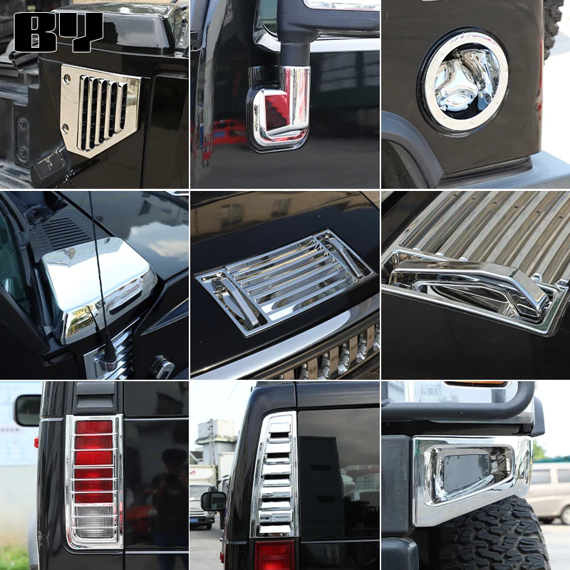 For Hummer H2 2003-2009 ABS Bright Silver Guard Trim Frame Covers side tail Light mirror covers Auto Exterior Accessories