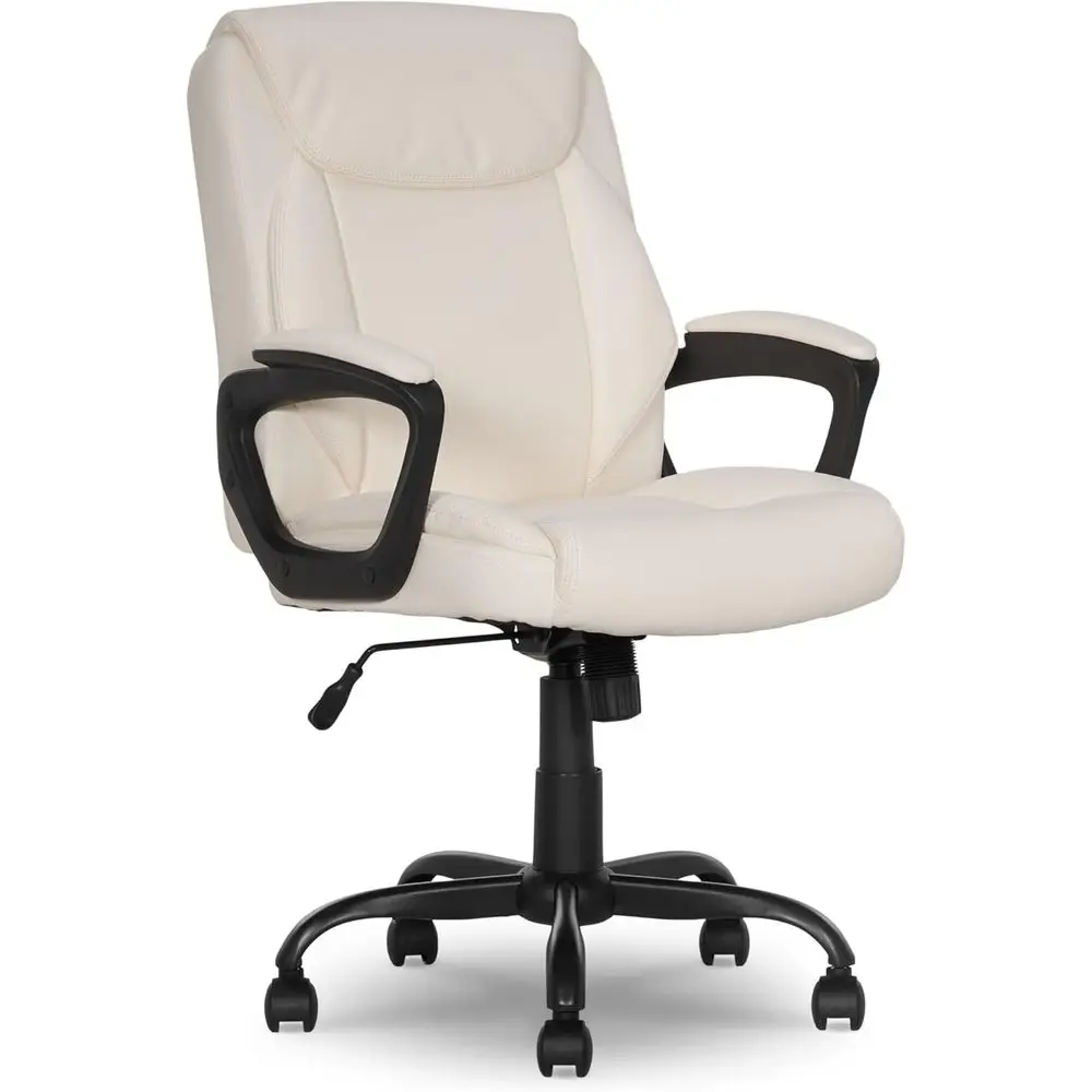 

Classic esot PU Padded -Back Oice Chair with Armrest, Height Adjustable, Easy to Assemble, 26"D x 23.75"W x 42"H, Cream