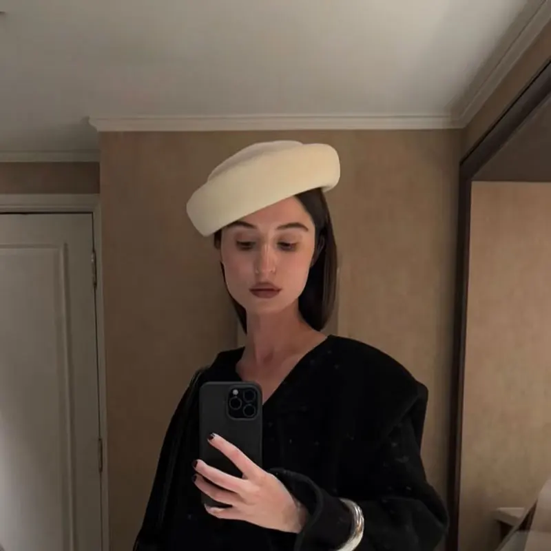 النمط البريطاني الصوف الأسود الرجعية أزياء المرأة فيدورا قبعة الفرنسية أنيقة القبعات مصمم الشتاء الكلاسيكية أعلى قبعة حزب روسيا كاب #6