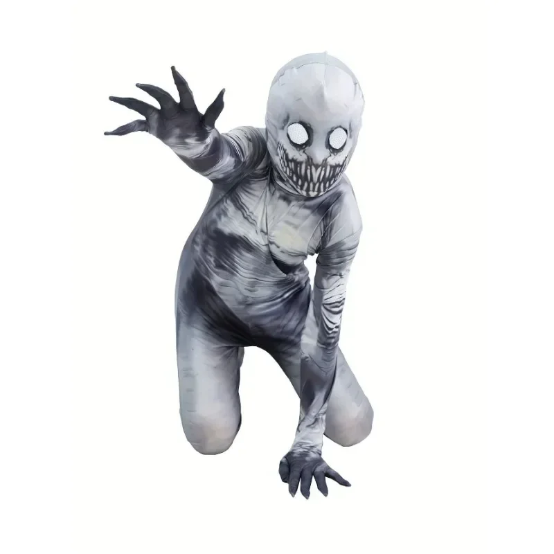 

Costume de jeu de rôle squelette Grim Reaper pour Halloween, masque d'horreur imprimé, combinaison à fermeture éclair, Costume