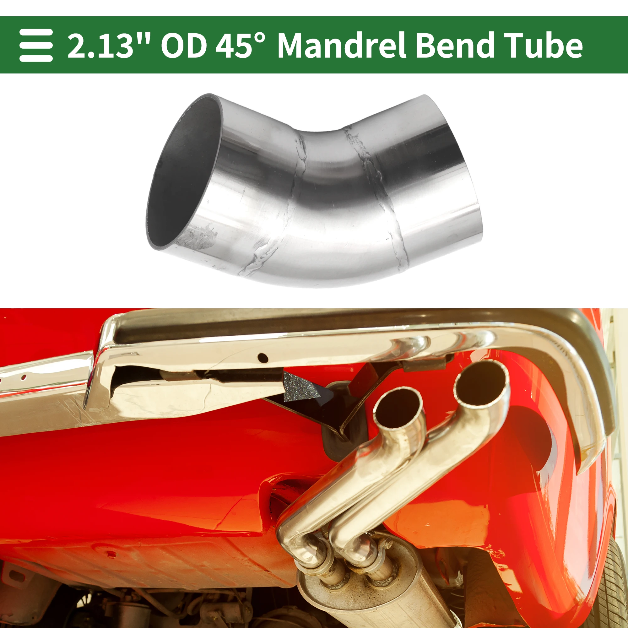 X Autohaux 54mm/57mm/64mm/76mm OD 45°Mandrel Bend Elbow Tube Exhaust Bend Pipe T304 Stainless Steel for Auto Car Exhaust System