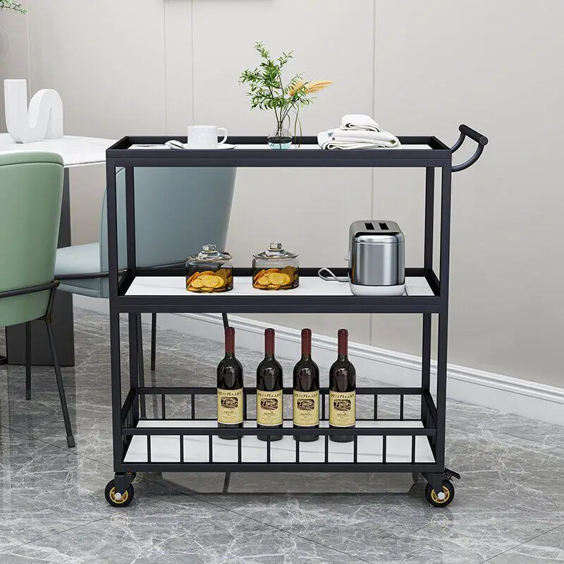 Hotel restaurant high-end wine cart three-layer trolley cake tea cart home mobile food delivery cart trolley