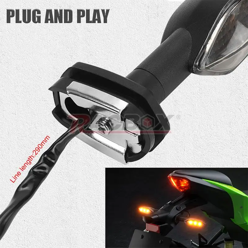 12V Motorcycle LED Turn Signals Indicator Lamp Motorbike Amber Signal Light Flasher Lamp For Kawasaki Ninja 1000 650 Z1000 Z750