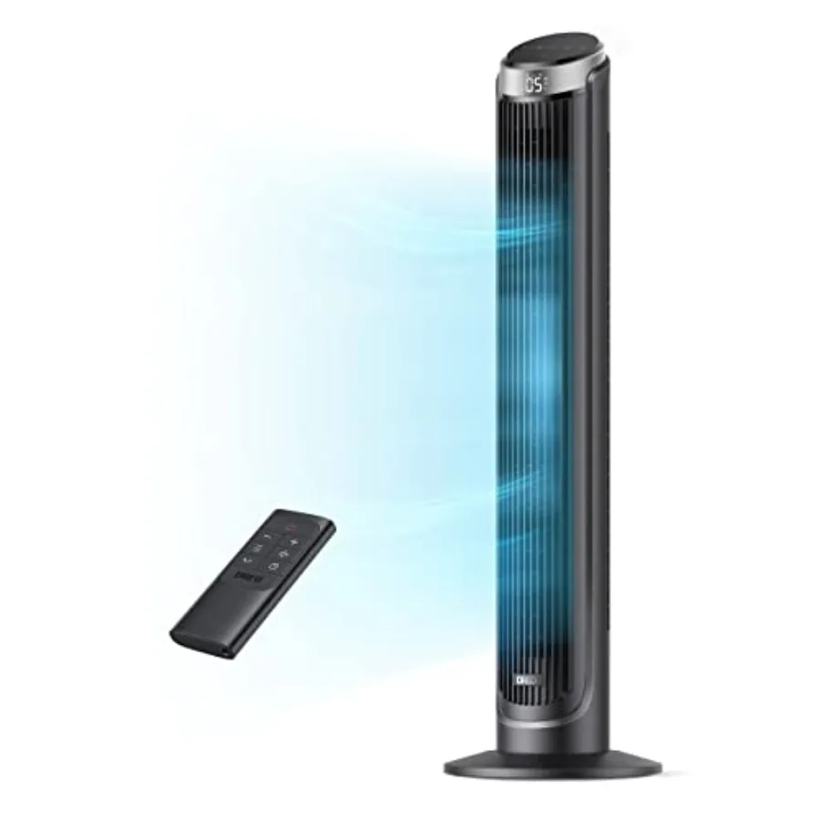 

Bedroom tower fan with 90 oscillation, black ABS plastic, quiet 28dB operation, 5 speeds, 4 modes, 26ft/s airflow, 12H timer, r