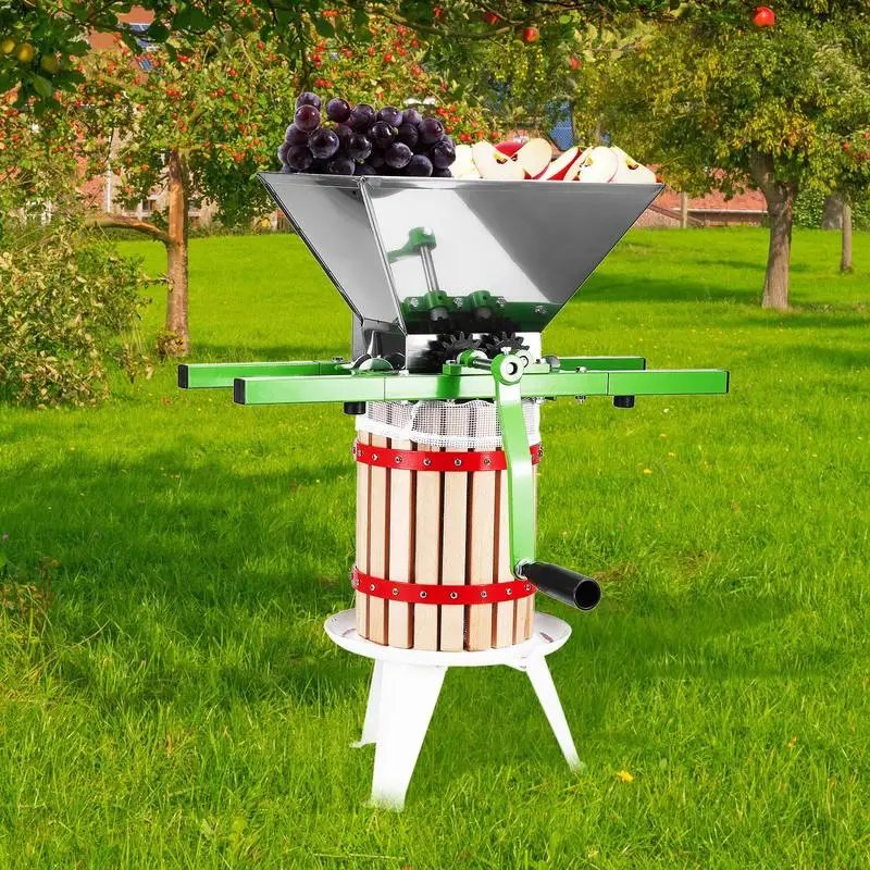 Moulin à fruits manuel 7L en acier inoxydable, pour pommes, vin et cidre, vert