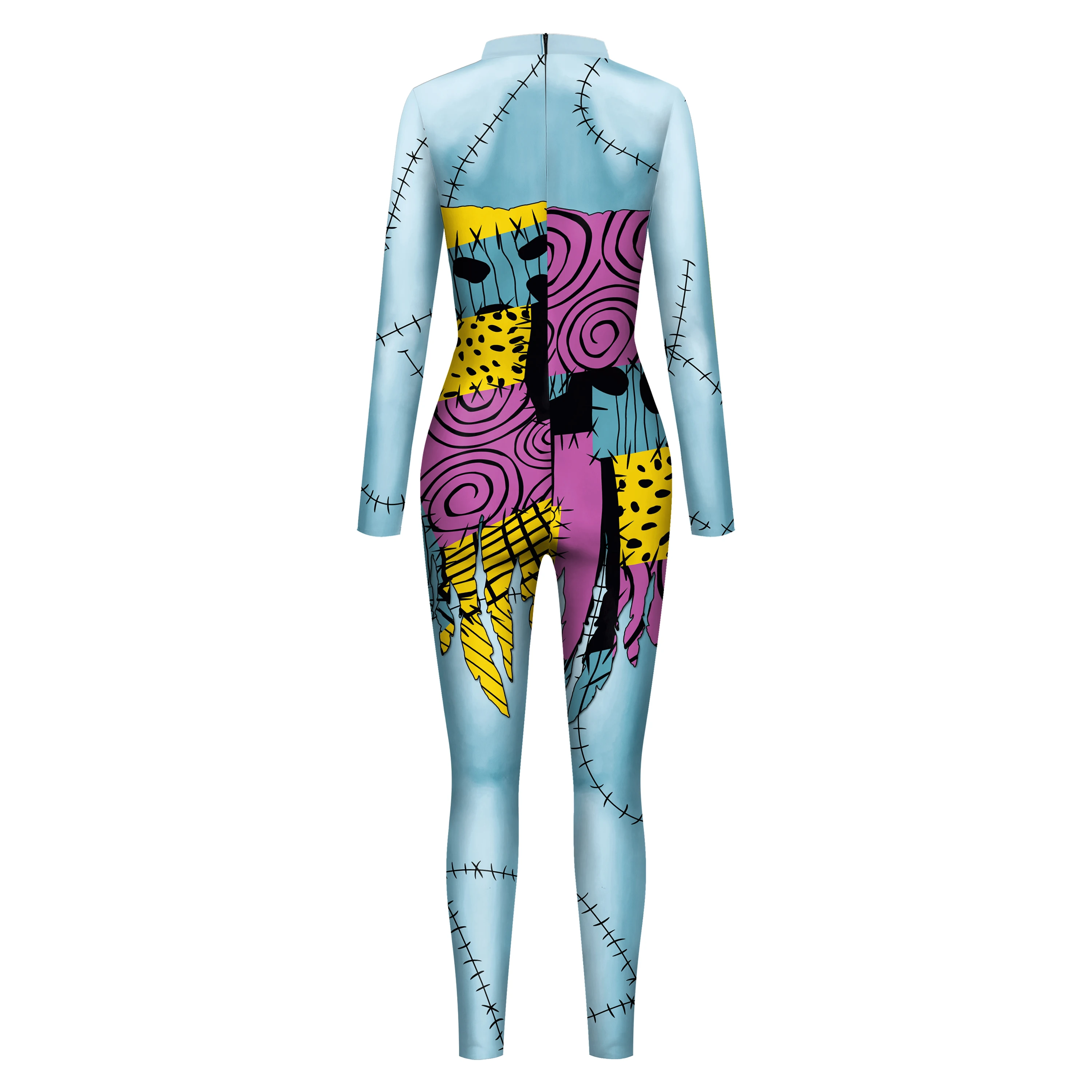 Zawaland Woman Cosplay Costume Movie Cosplay Zombies Jumpsuit Zipper Spandex Scary 3D Print Party Outfit Sexy Zentai Bodysuit