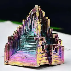 Natural Bismuth Tower Metal Mineral Tower Point Pyramid Stones Gemstone Reiki Healing Meditation Collection Home Decor