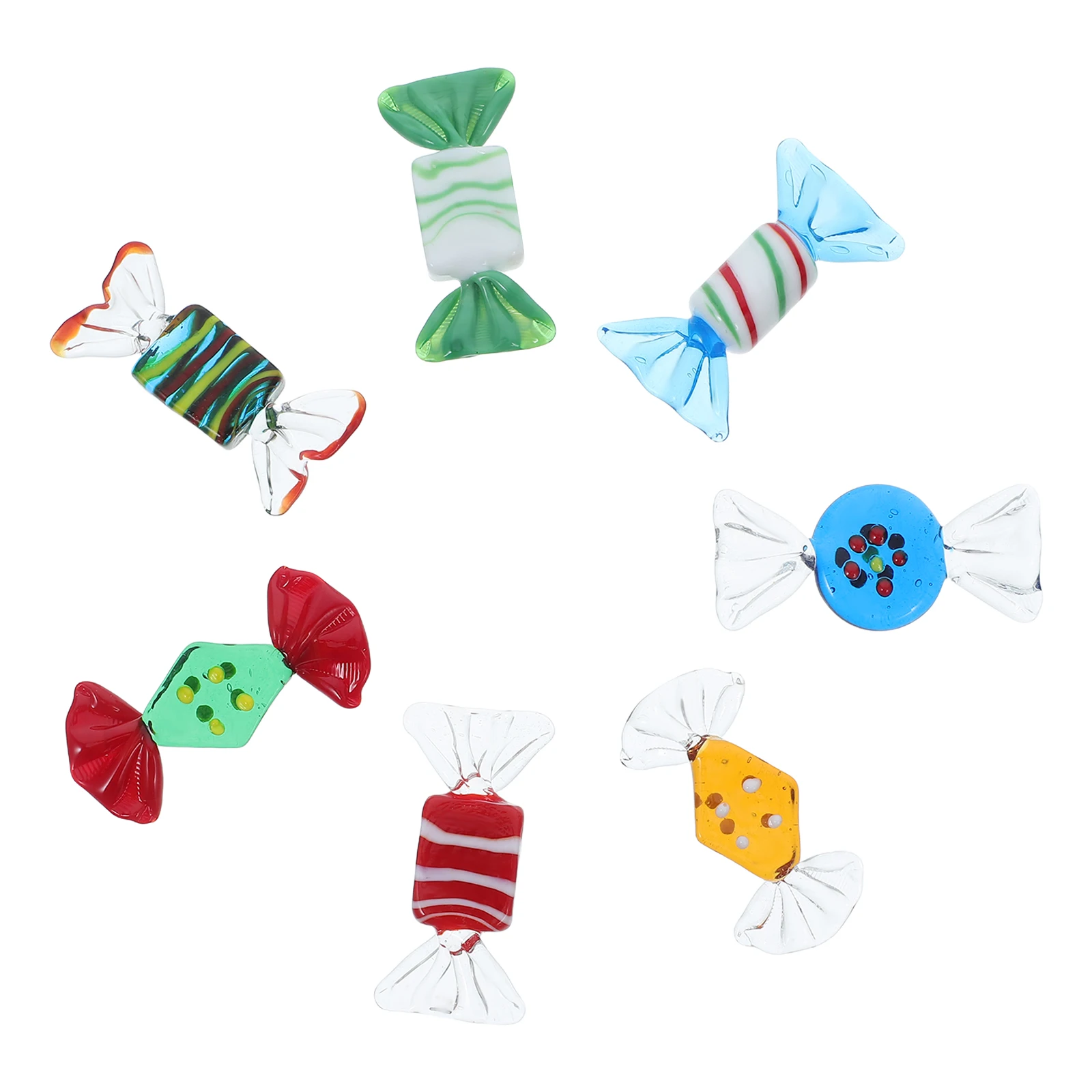

7Pcs Candy Ornaments Vintage Glass Colorful Mini Candy Decor Set for Home Festival Party Decorations Holiday Table Decor