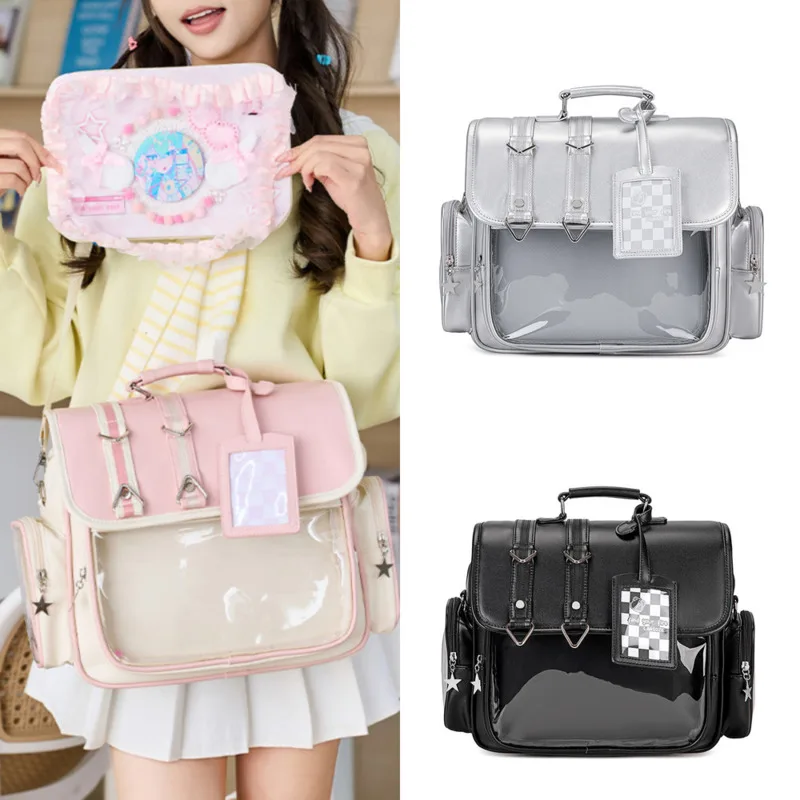 JK Uniform Transparent Mochilas Mujer Y2K Mochilas Preppy Style Ita Bag High Capacity Bolsas Commuter Backpack Bags for Women