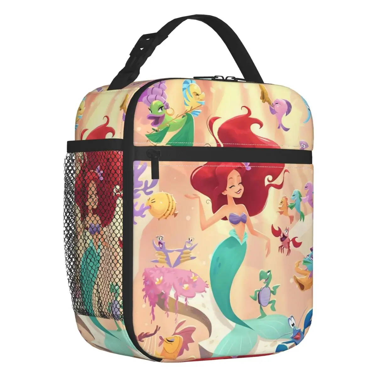 

Kawaii Princess The Little Mermaid Insulated Lunch Bag Classical Anime Cartoon Thermal Cooler Bento Box Beach Camping Travel