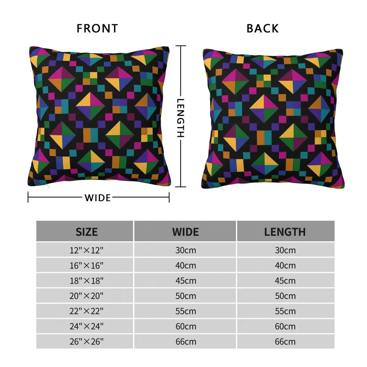 Geometric Jewel Tone Square Pillowcase Polyester Linen Velvet Creative Zip Decor Sofa Cushion Cover 45x45