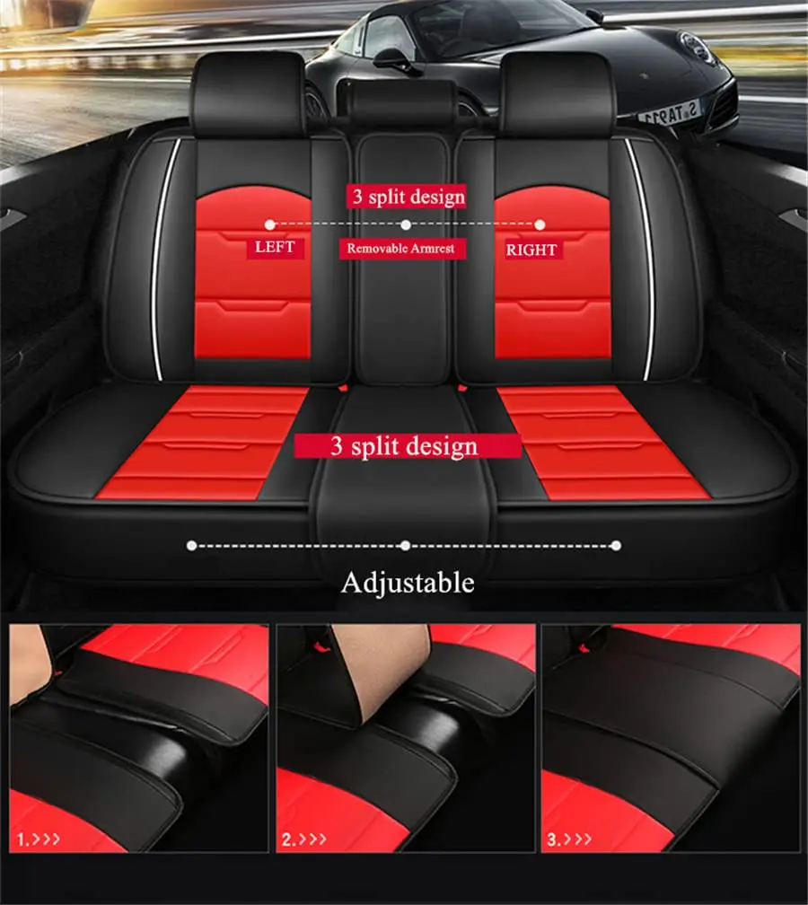 

Полностью окруженные чехлы на автомобильные сиденья из искусственной кожи, 5 комплектов, комплект передних и задних подушек