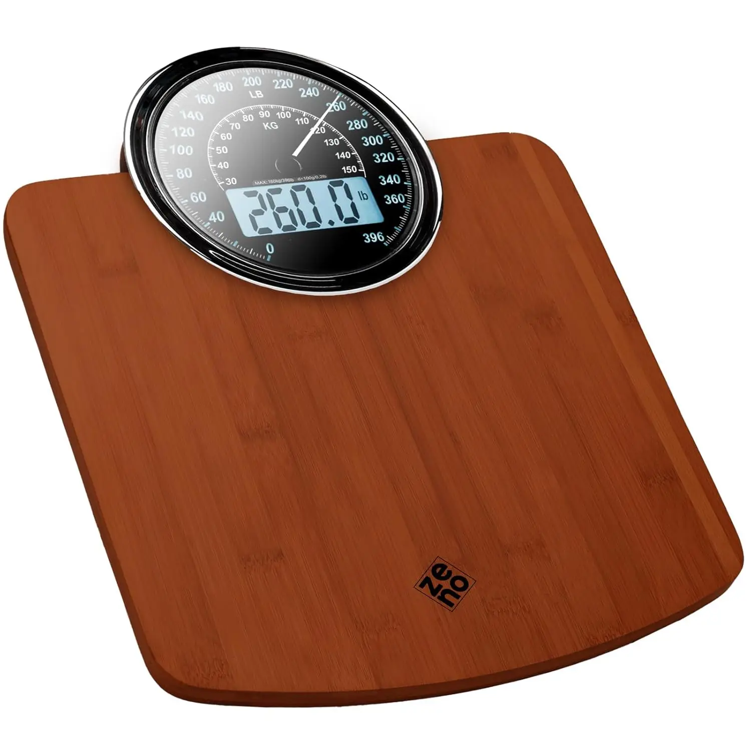 

Hybrid 2-in-1 Analog & Digital Bathroom Scale - 400lbs Capacity, Tempered Glass Platform, Large Display
