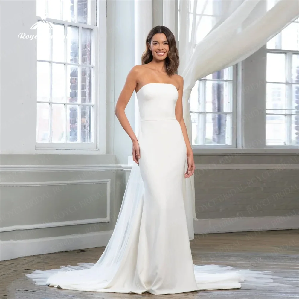 Robe de Mariée en Satin et Tulle Sans Bretelles, Tenue Éducative, Sexy, pour Été