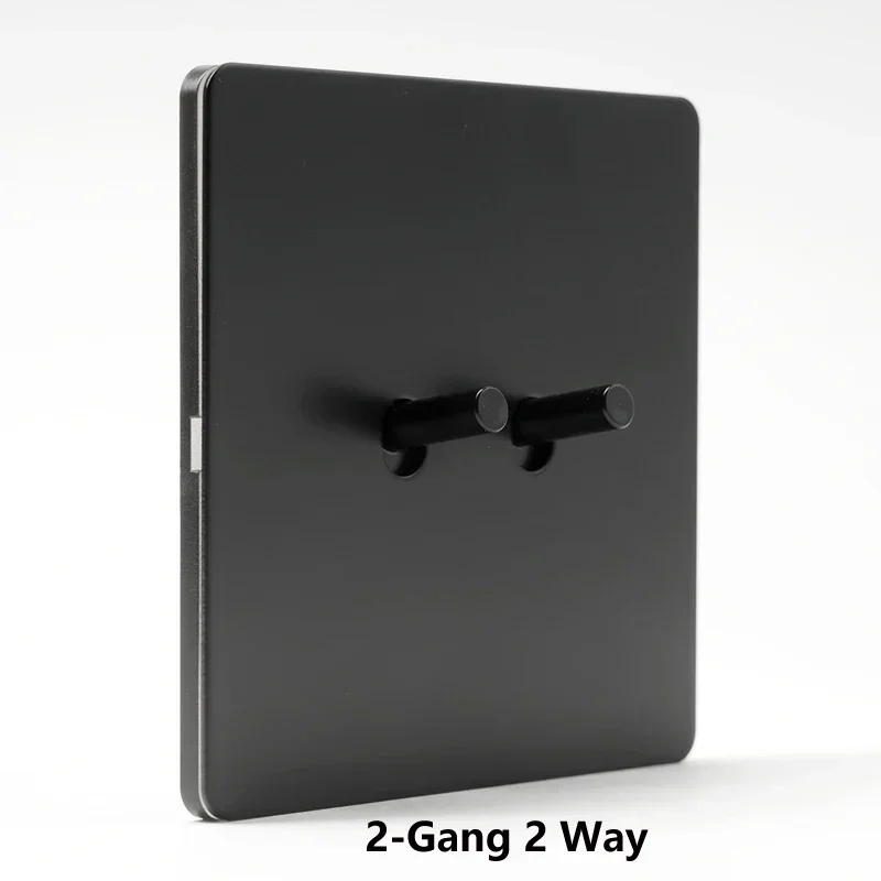 Matte Black Stainless Steel Panel Wall Light 1-4 Gang 2 Way Toggle Switch EU Socket for Home Improvement