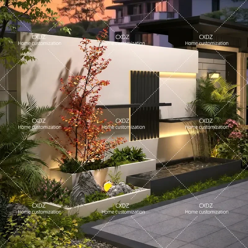 Stainless Steel Water Curtain Wall Outdoor Waterfall Flow Screen Waterscape Landscape Partition Background Customization