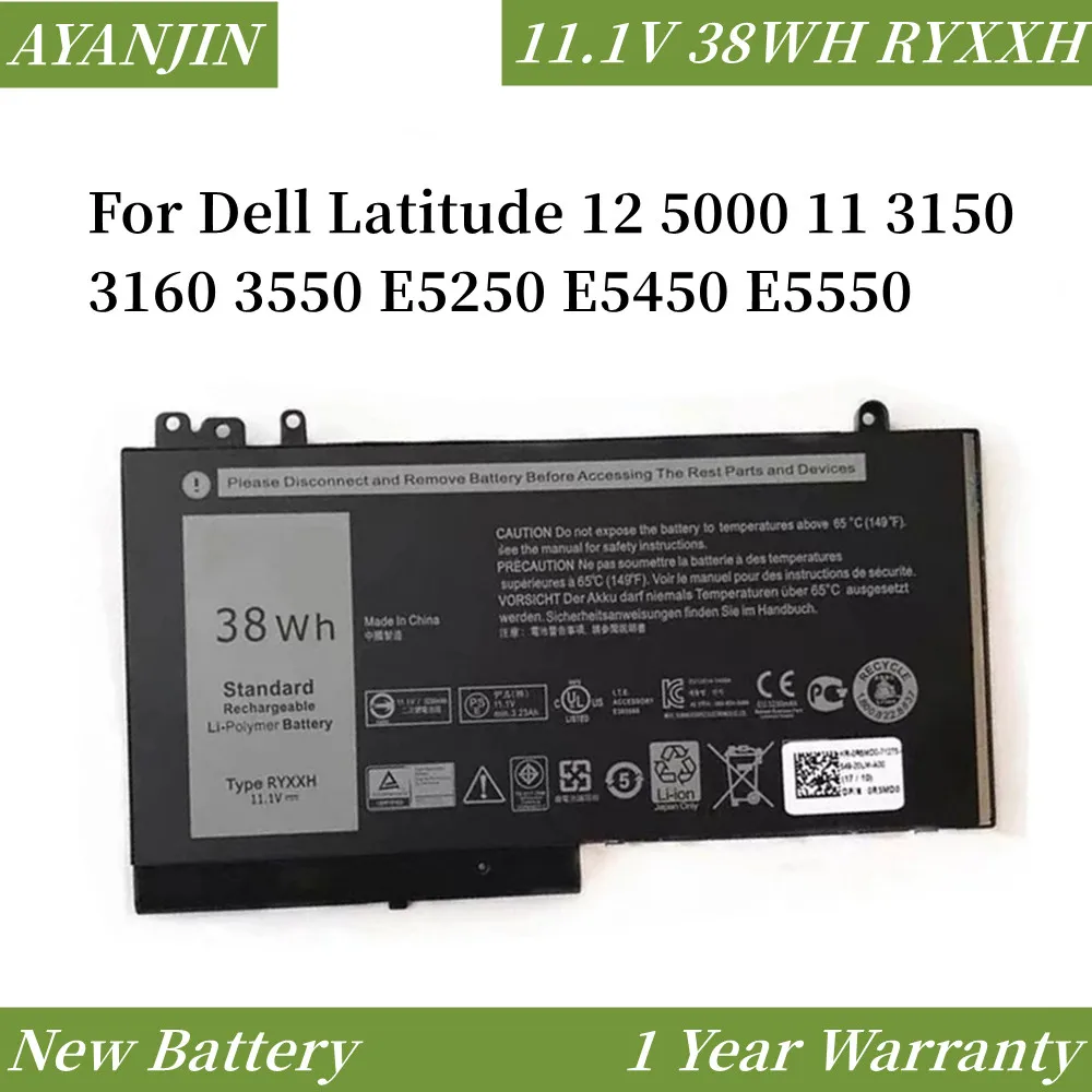 Dell Latitude 12 11.1 11 5000 3150 3160 E5250 E5450 E5550 시리즈 노트북 9P4D2 용 3550 V 38WH RYXXH 노트북 배터리