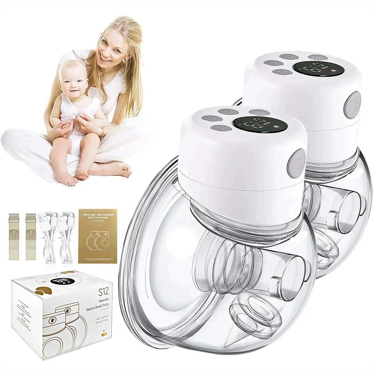 

XIMYRAS S12s Wireless Breastfeeding Milk Extractors Double Portable Wearable BreastPump Hands Free Electric Breast Pump