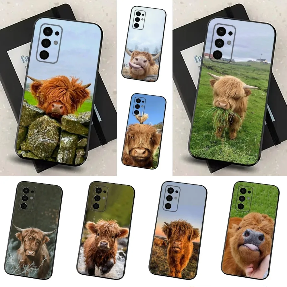 

Highland Cow Cute Animal Phone Case For Samsung Galaxy A91,A80,A73,A72 ,A71,A53A52,A32 ,A31A22,A21s,A20,Black Cover