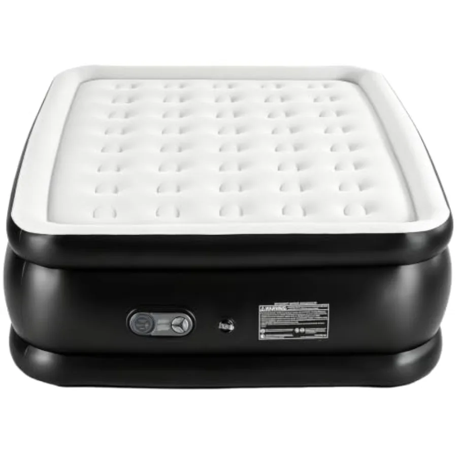 Queen air mattress for home or camping, PVC material, gray, 660 lbs weight capacity with double height and non-slip bottom desi