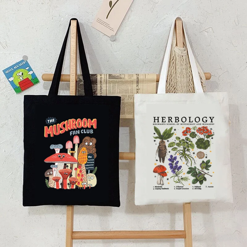 

Vintage Mushroom Graphic Tote Bag for Women Herbology Canvas Handbags Fashion Casual Women Shoulder Bag Mushroom Commuter Bag