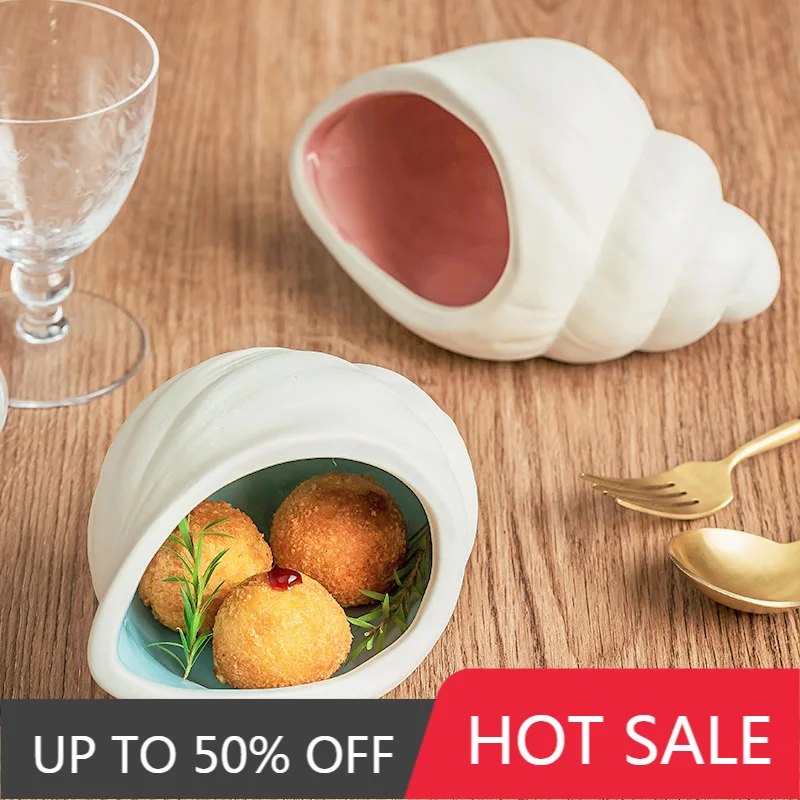 Creative Conch Snack Plate Ceramic Dessert Bowl Hotel Restaurant Sauce Dish Home Restaurant Specialty Tableware Bowls And Plates