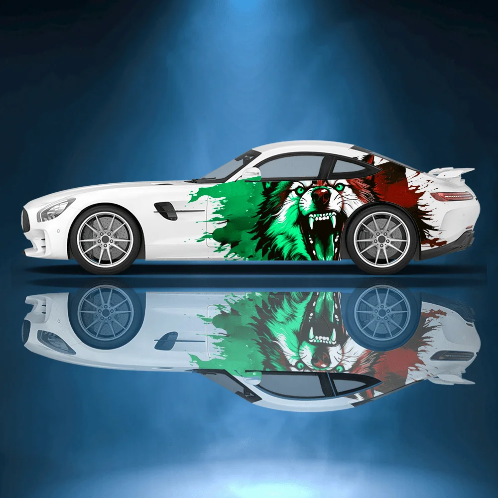 

Wolf Roaring Color Blocking Car Vinyl Wraps Decal Self-adhesive PVC Sticker Suitable for Trucks SUV Decor Auto Accessories Gift