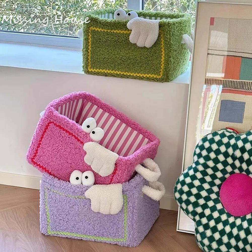 Cute Big Eyes Little Monster Toys Snacks Sorting Storage Basket Storage Items Cute Stripes