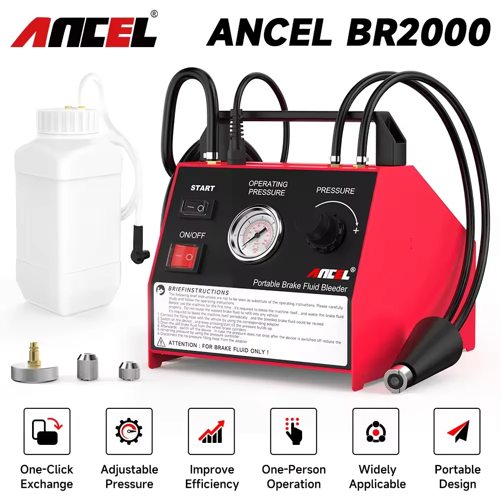 

ANCEL BR2000 Car Brake Oil Changer Auto Electric Brake Fluid Bleeder Adjustable Pressure Tester Automotive Mechanical Tools