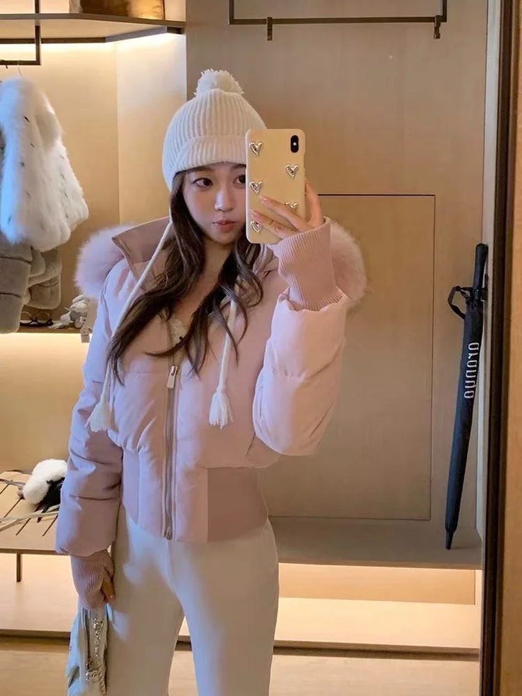 

Новая зимняя утепленная куртка для женщин в корейском стиле с капюшоном и воротником из искусственного меха, утолщенное хлопковое пальто с длинными рукавами