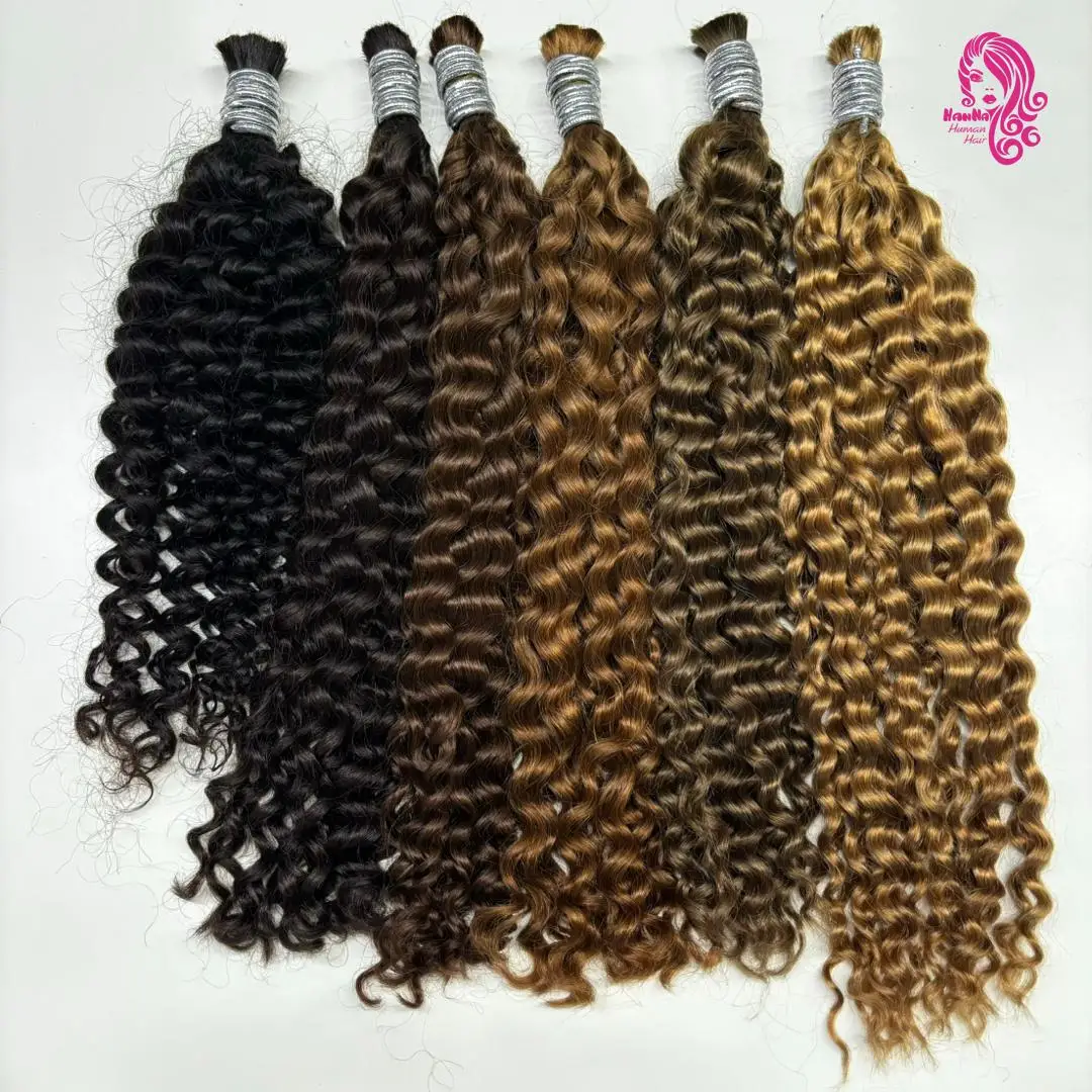 Water Wave For Braiding Human Hair Bulk Deep Curly No Weft Brazilian Remy Hair Extensions Natual Piano Colored Grey/Ginger/Brown