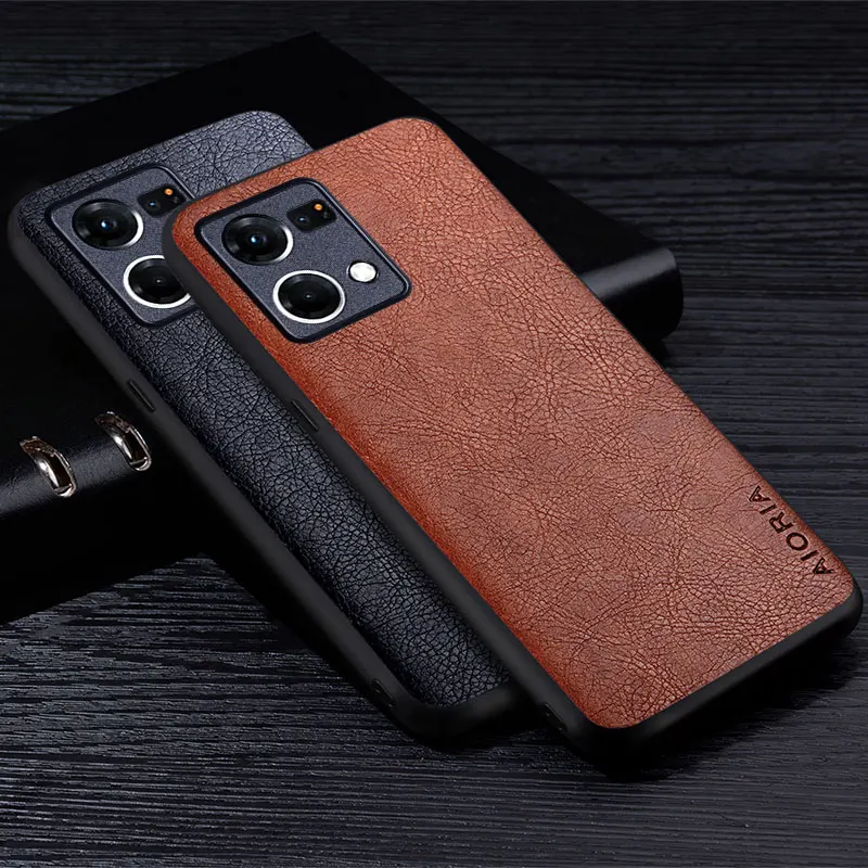 Leather Case For Oppo Reno7 Reno 7 4G Luxury Business Style Retro Litchi Pattern Soft TPU Hard PU Cover for reno7 pro case