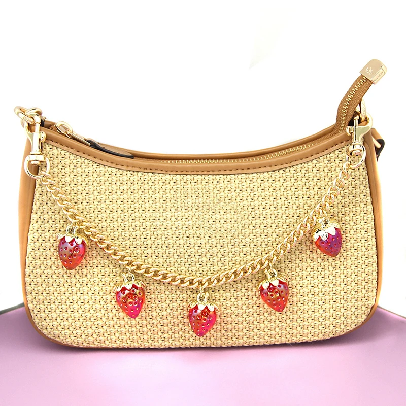 Stylish Pink Strawberry DIY Bag Pendant for Women, Cherry Keychain, School Student's Bag Charm, Perfect Mother's Day Gift