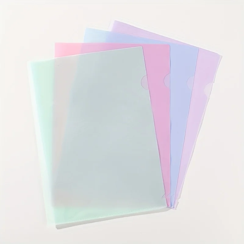 

16pcs Retro L-Shaped A4 File Folders - Durable PP Material, Secure Clip Closure for Office, School, Home Organization