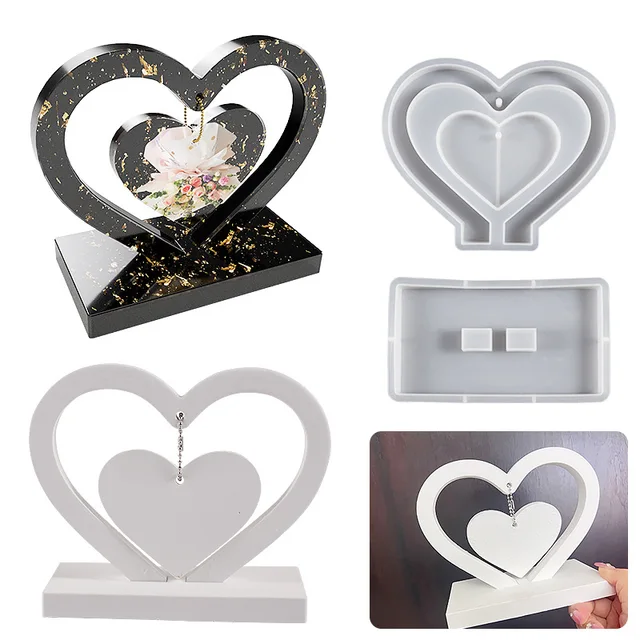 DIY Love Heart / kształt choinki Wisząca ramka na zdjęcia Silikonowe formy Ręcznie robione formy odlewnicze Dekoracja biura na biurko
