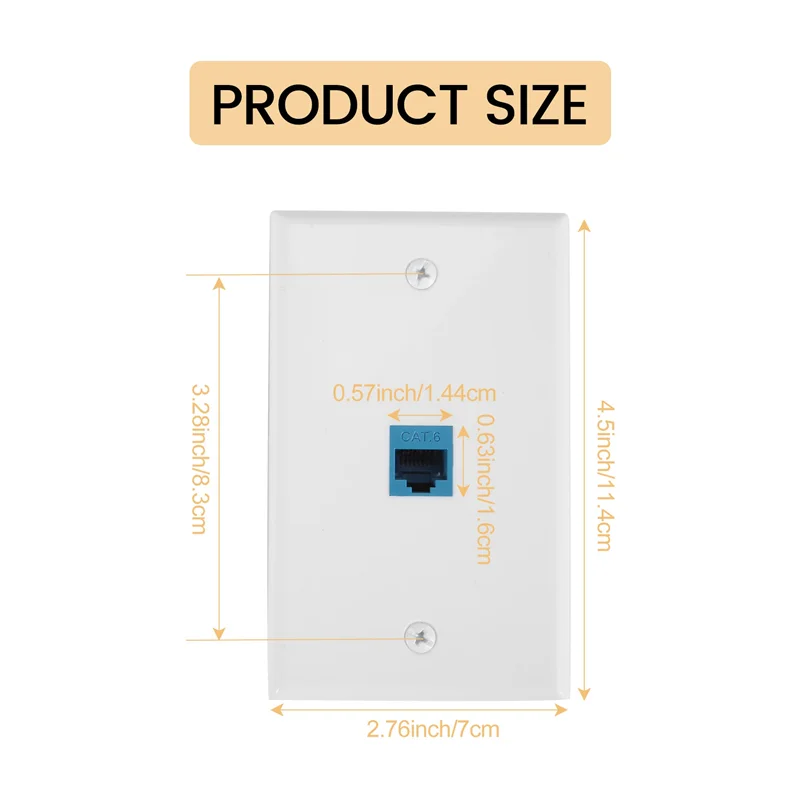لوحة حائط إيثرنت مكونة من قطعتين، لوحات وجه مضمنة بمقبس RJ45 Cat6 أنثى إلى أنثى
