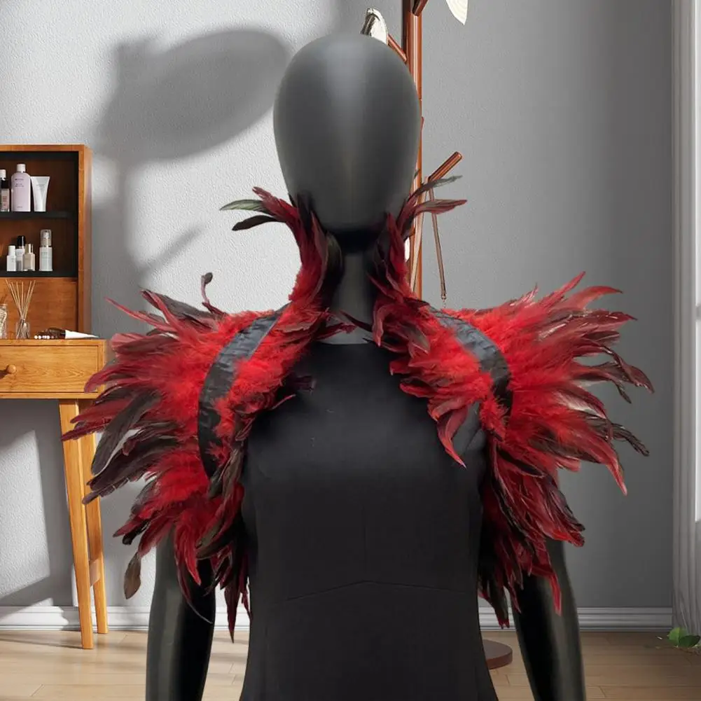 Chal de plumas suave para Cosplay, capa de cuello Retro ajustable para actuación en escenario, fiesta de disfraces de bailarina